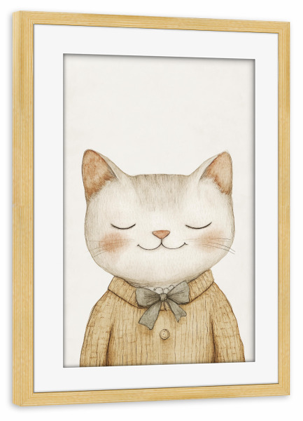 Poster mit Rahmen kiefer "Pastel Katzenliebe Felix" artboxONE - Tiere,Liebe,Lustig