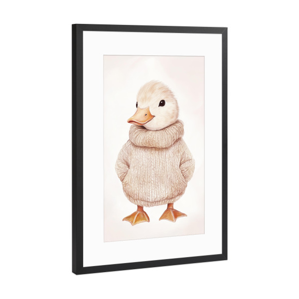 Poster mit Rahmen Schwarz (Metallic) "Pastel Entchen Theo" artboxONE - Für Kinder,Tiere,Liebe,Lustig