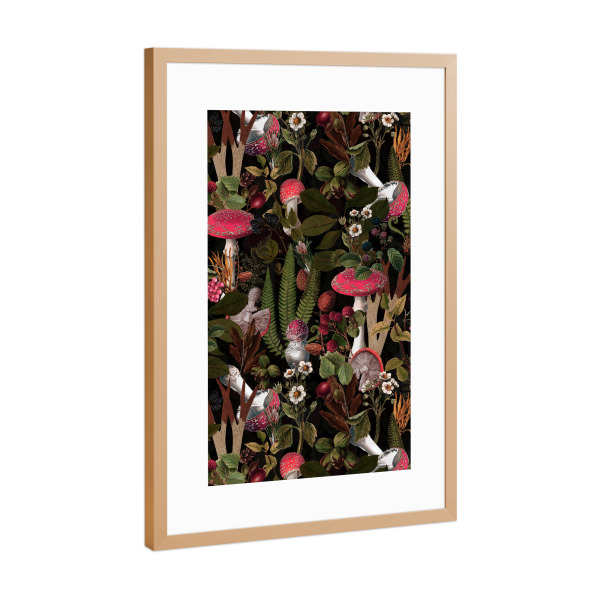 Poster mit Rahmen Kupfer "Mystischer Pilz-Mitternachtswald" artboxONE - Natur,Floral,Für Mama,Halloween