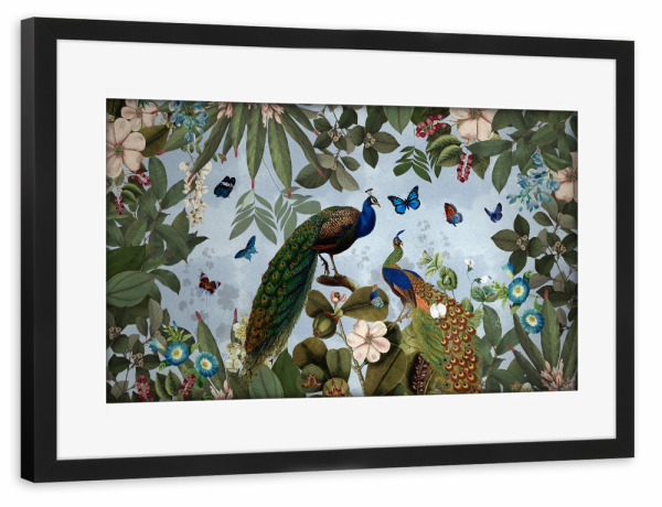 Poster mit Rahmen schwarz "Exotic Peacock Flower Wild Jungle" artboxONE - Natur,Reise,Floral,Tiere,Für Mama