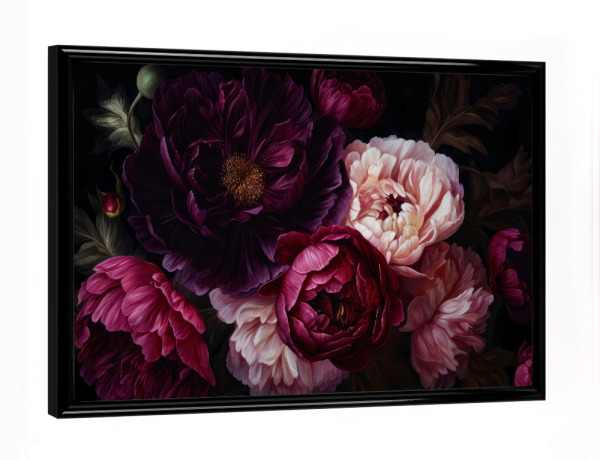 Poster mit schwarzem Rahmen "Burgundy And Pink Peonies Bouquet" artboxONE - Natur,Floral,Für Mama