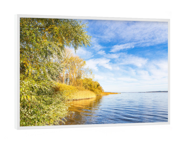 Poster mit weißem Rahmen "Plauer See mit Bäumen" artboxONE - Natur,Reise