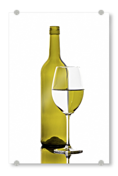 Acrylglasbild "Braune Weinflasche mit Glas" artboxONE - Essen & Trinken / Alkohol