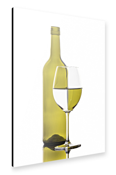 Alu-Dibond "Braune Weinflasche mit Glas" 75x50 cm artboxONE