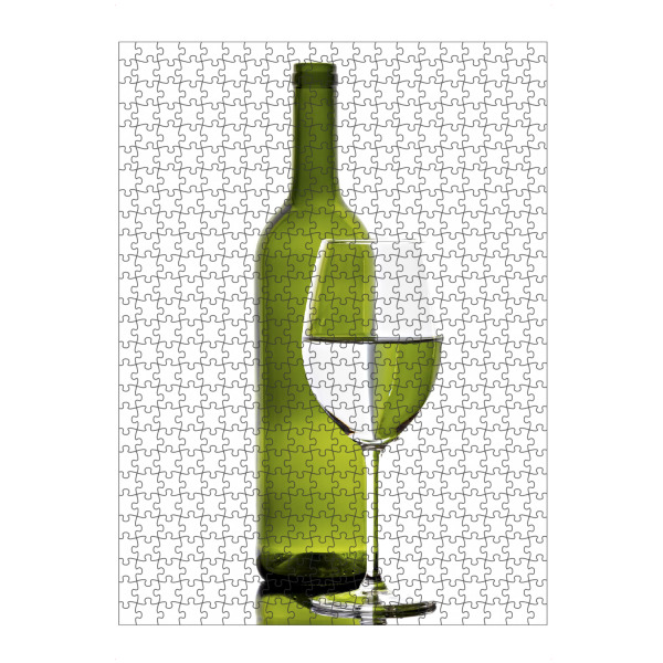 artboxONE Puzzle "Grüne Weinflasche mit Glas" artboxONE - Abstrakt - Wein,Flasche,Weinflasche,Bar,Restaurant,Bunt,Farbig,Farbe,Weinglas,Spiegelung
