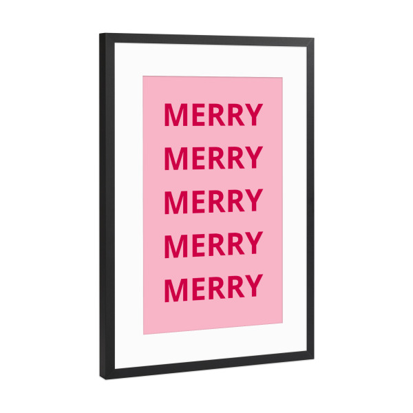 Poster mit Rahmen Schwarz (Metallic) "Merry merry" artboxONE - Typografie,Weihnachten