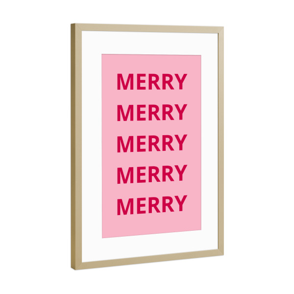 Poster mit Rahmen Gold "Merry merry" artboxONE - Typografie,Weihnachten