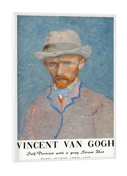 Poster mit weißem Rahmen "Van Gogh Porträt mit Strohhut" artboxONE - Typografie,Menschen,Männer