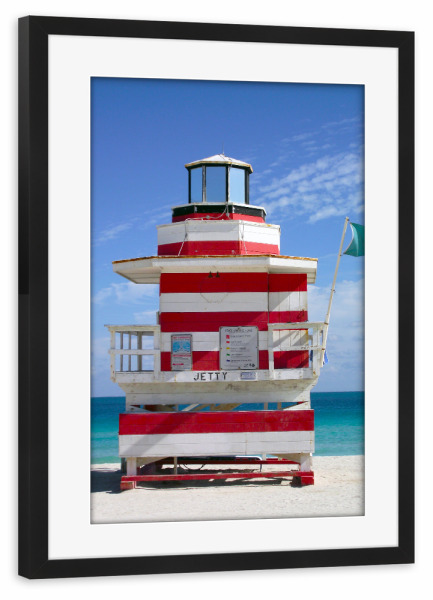 Poster mit Rahmen schwarz "Baywatch Miami South Beach" artboxONE - Reise,Reise / Strand und Meer,Reise / Länder