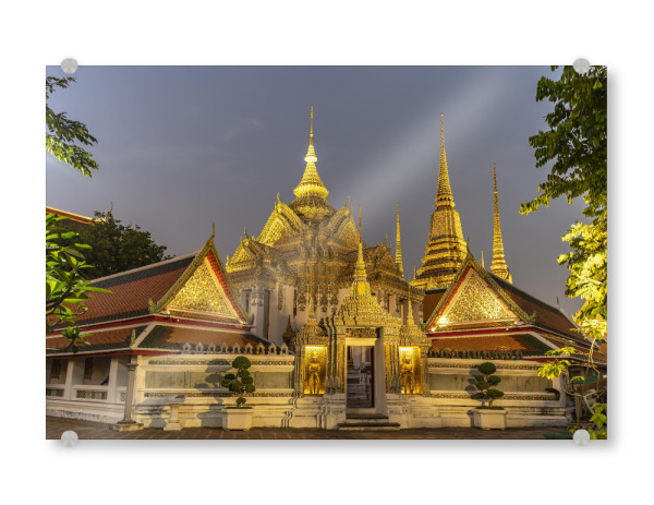Acrylglasbild "Wat Pho Bangkok" artboxONE - Städte,Architektur - Buddhismus,Tempel,Wat pho,Abenddämmerung,Bangkok,Thailand,Asien