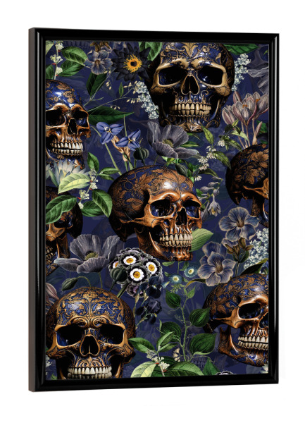 Poster mit schwarzem Rahmen "Vintage Skulls And Springflowers" artboxONE - Floral,Für Mama,Halloween