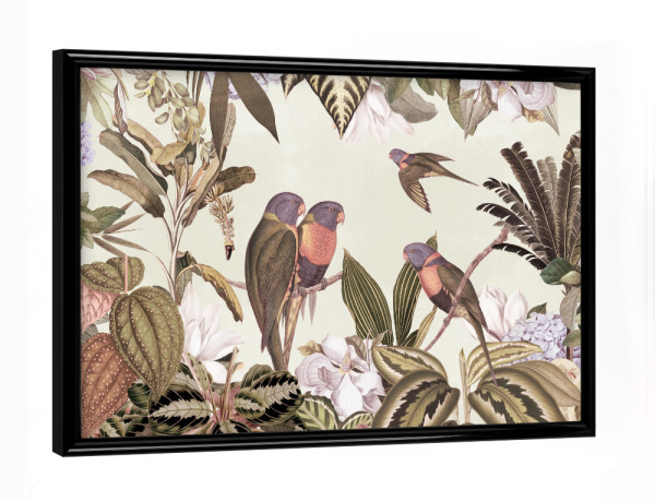 Poster mit schwarzem Rahmen "Bunte Papageien-Tierwelt-Dschungel" artboxONE - Natur,Reise,Floral,Tiere,Für Mama
