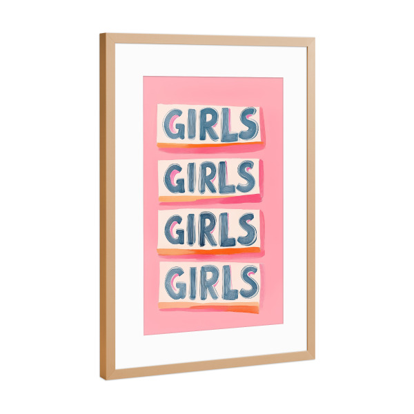 Poster mit Rahmen Kupfer "Pastel Girls Power" artboxONE - Typografie,Menschen,Geometrie