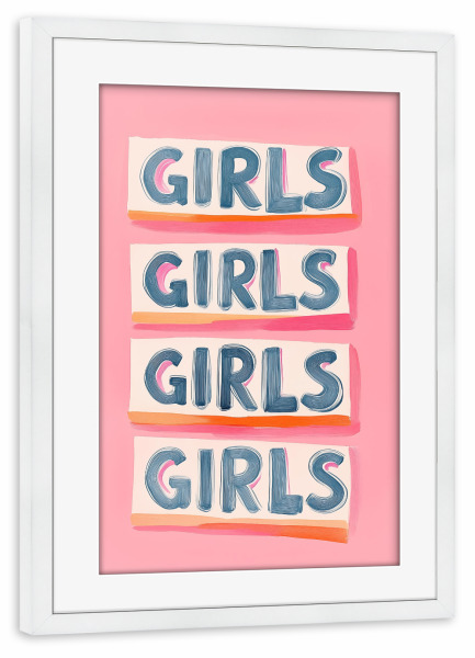 Poster mit Rahmen weiß "Pastel Girls Power" artboxONE - Typografie,Menschen,Geometrie
