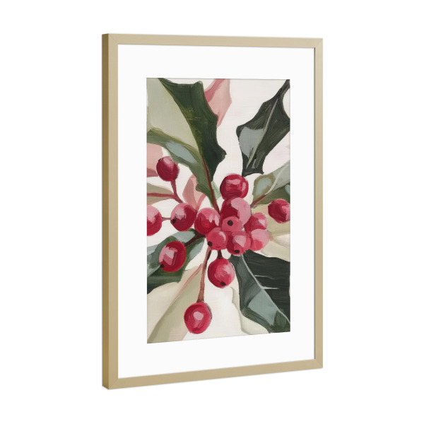 Poster mit Rahmen Gold "Weihnachtsstechpalme" artboxONE - Natur,Floral,Weihnachten,Festivals