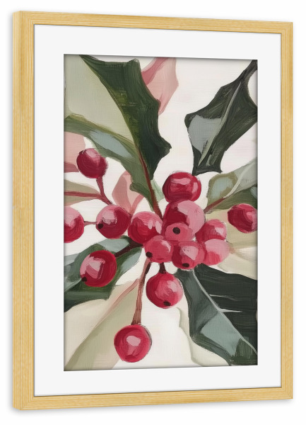 Poster mit Rahmen kiefer "Weihnachtsstechpalme" artboxONE - Natur,Floral,Weihnachten,Festivals