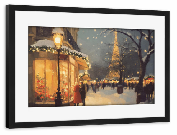 Poster mit Rahmen schwarz "In der Pariser Nacht" artboxONE - Städte,Reise,Abstrakt,Architektur,Städte / Paris