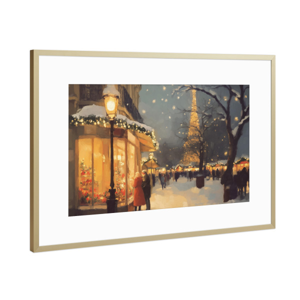 Poster mit Rahmen Gold "In der Pariser Nacht" artboxONE - Städte,Reise,Abstrakt,Architektur,Städte / Paris