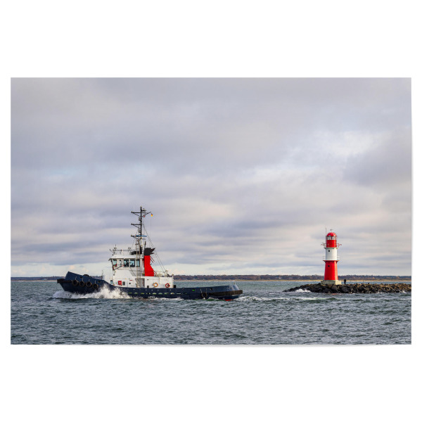 Poster "Schlepper und Molenturm" artboxONE - Natur,Reise,Architektur,Reise / Strand und Meer