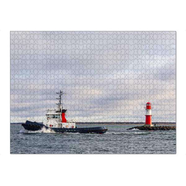 Puzzle Ravensburger "Schlepper und Molenturm" artboxONE - Natur,Reise,Architektur,Reise / Strand und Meer