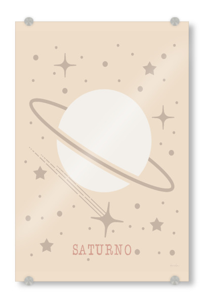 Acrylglasbild "Saturno" artboxONE - Typografie,Für Kinder,Galaxy - Saturn,Sterne,Weltraum