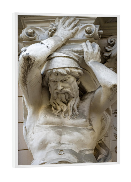 Poster mit weißem Rahmen "Eine Skulptur in Budapest" artboxONE - Architektur - Budapest,Donau,Skulptur,Ungarn,Monument,Figur