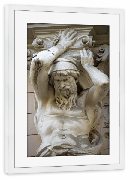 Poster mit Rahmen weiß "Eine Skulptur in Budapest" artboxONE - Architektur - Budapest,Donau,Skulptur,Ungarn,Monument,Figur