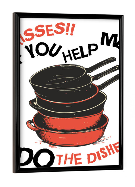 Poster mit schwarzem Rahmen "Kisses if you help me" artboxONE - Lustig