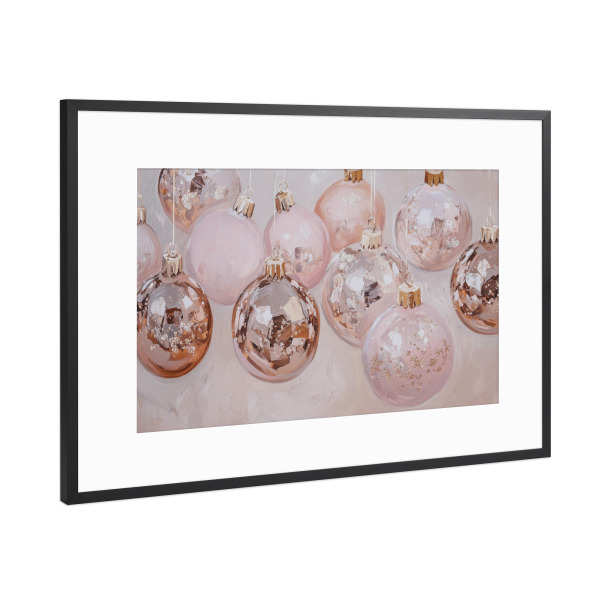 Poster mit Rahmen Schwarz (Metallic) "Rosa Weihnachtskugeln" artboxONE - Geometrie,Weihnachten,Festivals