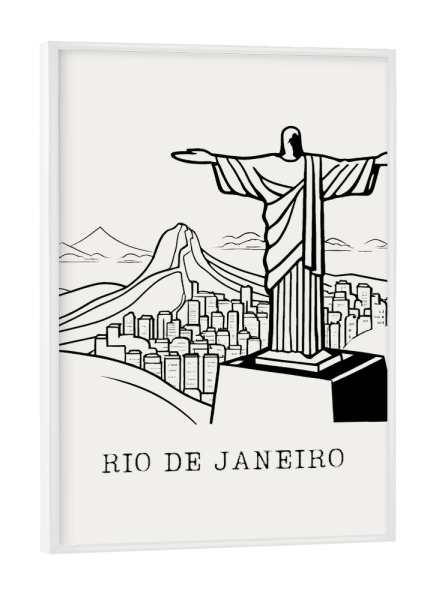 Poster mit weißem Rahmen "Line drawing Rio de Janeiro" artboxONE - Architektur,Städte / Rio de Janeiro