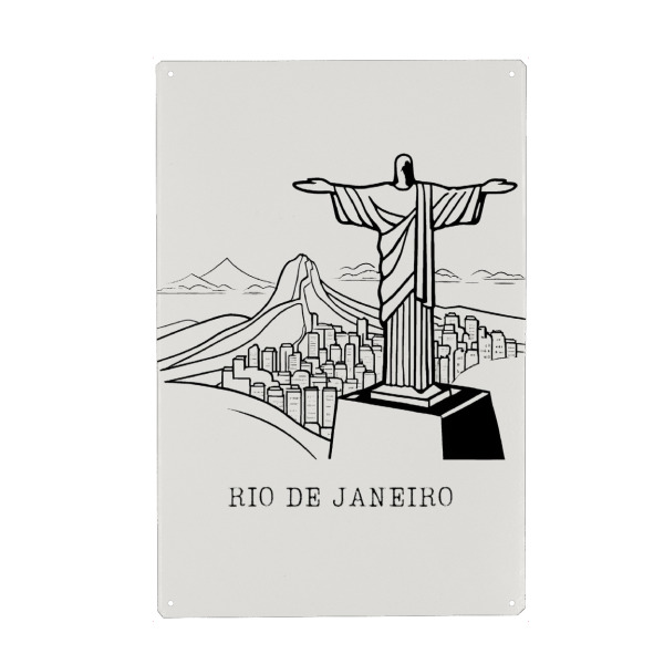Holzbild "Line drawing Rio de Janeiro" artboxONE - Architektur,Städte / Rio de Janeiro