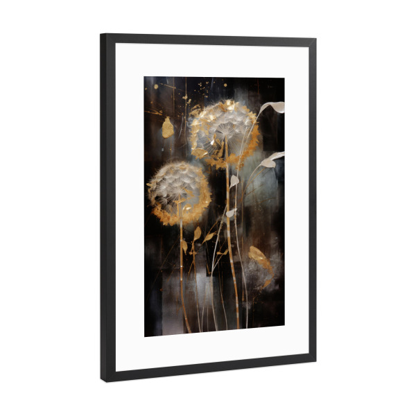 Poster mit Rahmen Schwarz (Metallic) "Dandelion Whispers" artboxONE - Natur,Floral,Für Mama