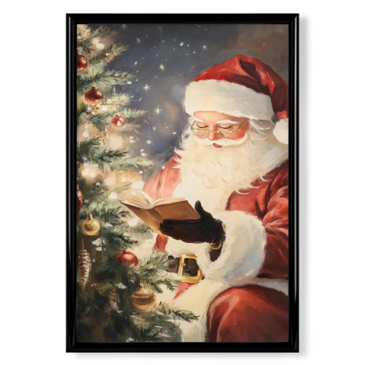 Santa Claus reading a book