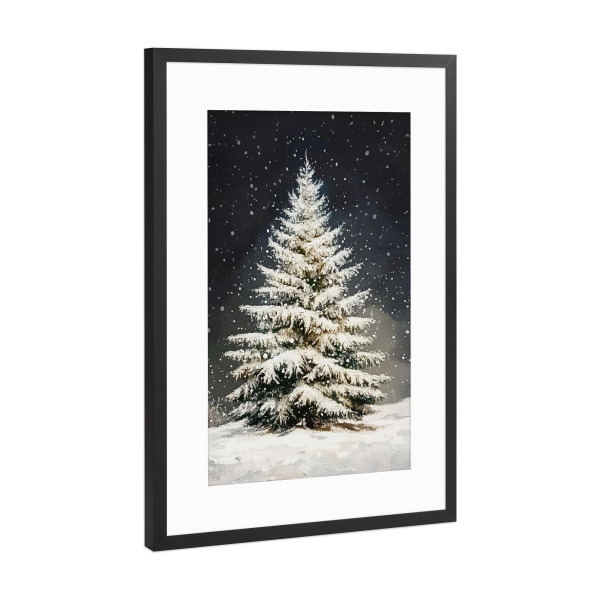 Poster mit Rahmen Schwarz (Metallic) "Schnee-Weihnachtsbaum" artboxONE - Natur,Floral,Weihnachten,Festivals