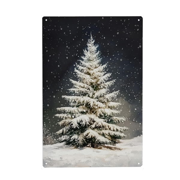 Metall Poster "Schnee-Weihnachtsbaum" artboxONE - Natur,Floral,Weihnachten,Festivals