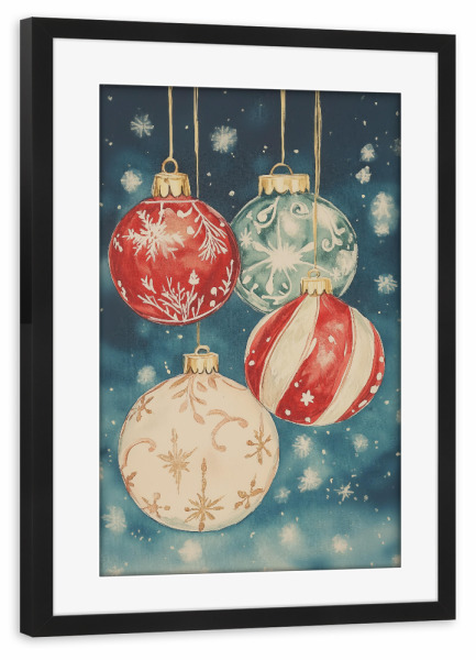 Poster mit Rahmen schwarz "Christbaumschmuck" artboxONE - Geometrie,Weihnachten,Festivals