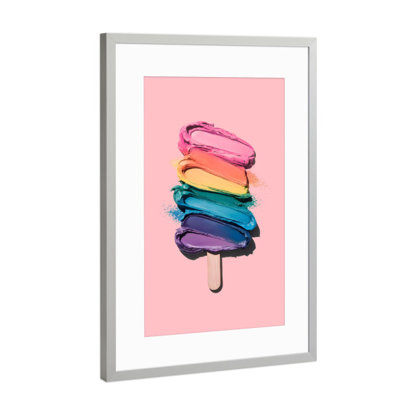 Poster mit Rahmen Silber "Regenbogeneis" artboxONE - Essen & Trinken,Abstrakt