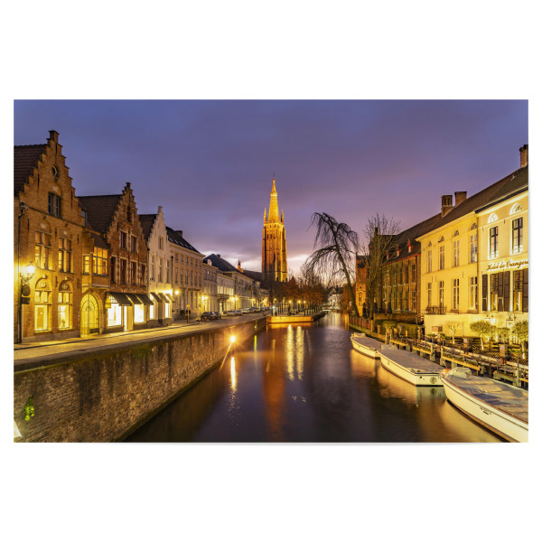 Poster 30x20 cm "Gracht in Brügge" artboxONE - Städte,Architektur - Gracht,Liebfrauenkirche,Nacht,Abenddämmerung,Brügge,Belgien,Europa