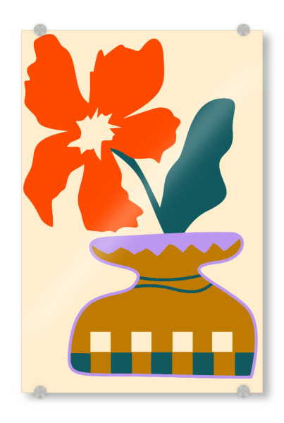 Acrylglasbild "Bold Blooms in a Patterned Vase" artboxONE - Floral,Abstrakt