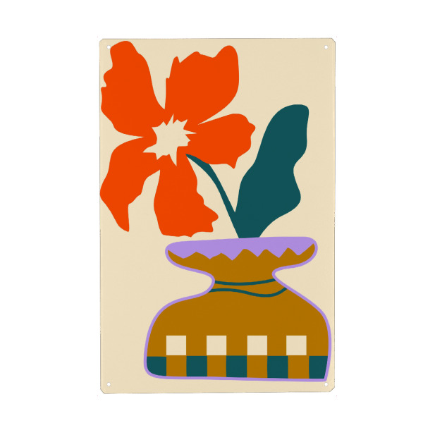 Holzbild "Bold Blooms in a Patterned Vase" artboxONE - Floral,Abstrakt