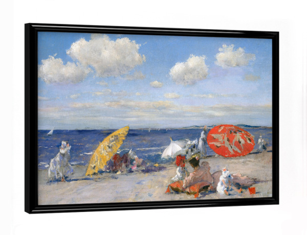 Poster mit schwarzem Rahmen "At The Seaside" artboxONE - Natur,Menschen,Reise / Strand und Meer - Strand,Küste,Menschen,Strandtag,Regenschirm