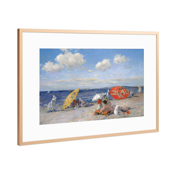 Poster mit Rahmen Kupfer "At The Seaside" artboxONE - Natur,Menschen,Reise / Strand und Meer - Strand,Küste,Menschen,Strandtag,Regenschirm