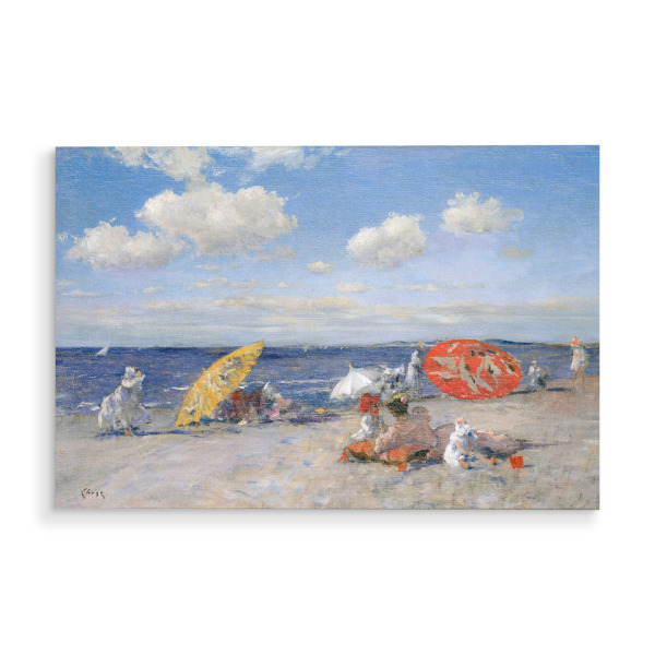 Holzbild "At The Seaside" artboxONE - Natur,Menschen,Reise / Strand und Meer - Strand,Küste,Menschen,Strandtag,Regenschirm