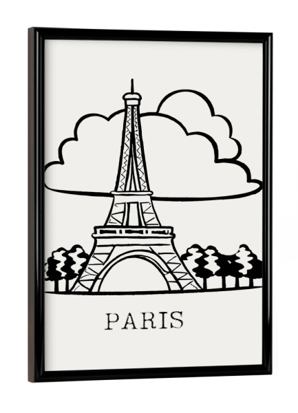 Poster mit schwarzem Rahmen "Line drawing Paris" artboxONE - Architektur,Städte / Paris