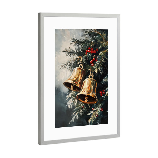 Poster mit Rahmen Silber "Weihnachtsschmuck" artboxONE - Natur,Floral,Weihnachten,Festivals