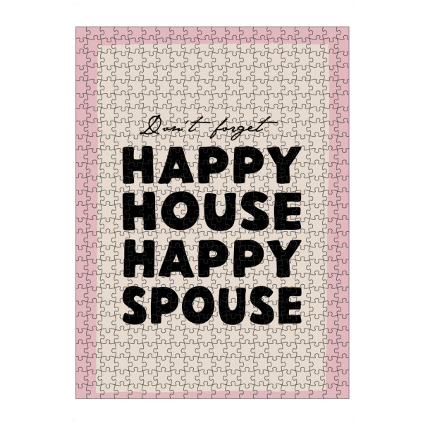 Puzzle Ravensburger "Happy House, Happy Spouse" artboxONE - Typografie - Typographic,Art print,Scandi,Inspirational quote,Illustration