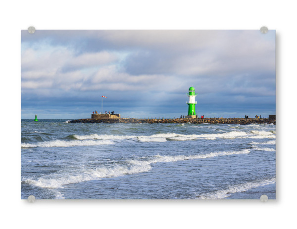 Acrylglasbild "Wellen, Mole und Molenturm" artboxONE - Natur,Reise,Architektur,Reise / Strand und Meer