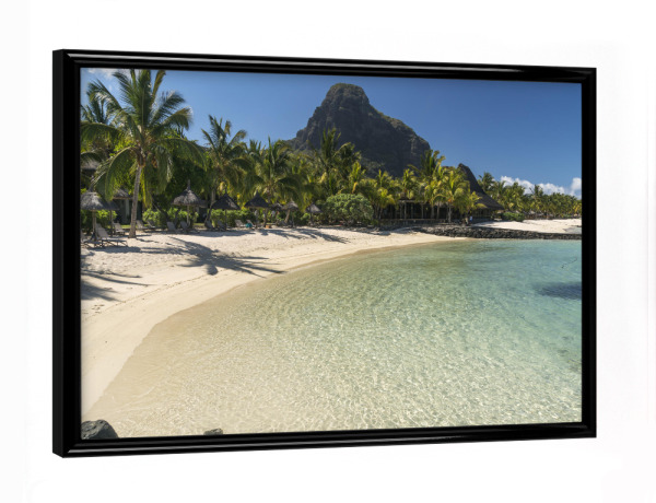 Poster mit schwarzem Rahmen "Le Morne Mauritius," artboxONE - Reise / Strand und Meer - Mauritius,Afrika,Insel,Indischer ozean,Le morne,Traumstrand