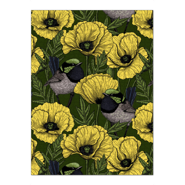 Puzzle Ravensburger "Yellow poppies and wrens" artboxONE - Floral