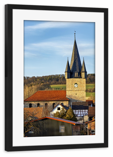 Poster mit Rahmen schwarz "Kirche von Netra" artboxONE - Städte,Architektur